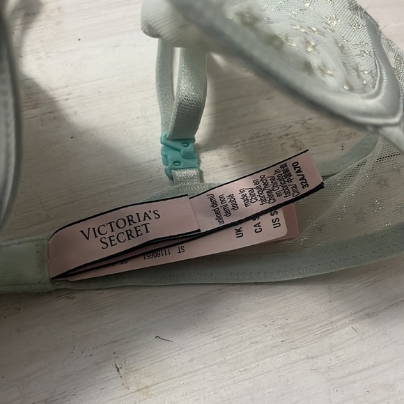 VS Victoria Secret Sheer Mint Green Gold Star Bra Sexy Lingerie Lightweight - Picture 4 of 6